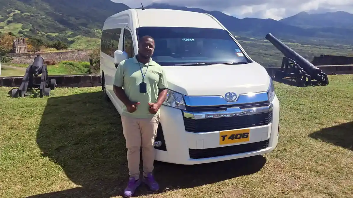 Steven with Taxi at Brimstone Hill, St Kitts